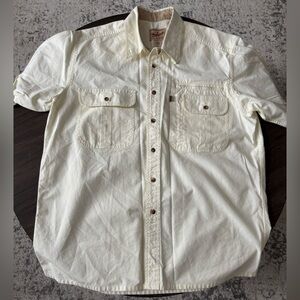 Woolrich‎ Vintage Short Sleeve Button Down Outerwear Shirt 100% Cotton Large